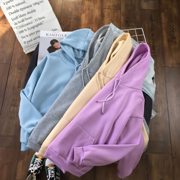 Long Sleeve Solid Color Hooded Sweater Couple - Image 7