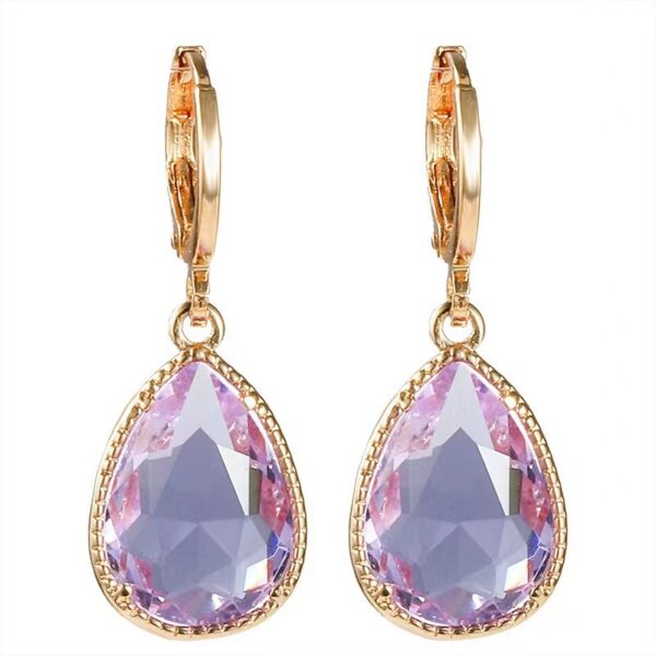 Glass Water Drop Copper Colorful Rare Earth Earrings - Image 9