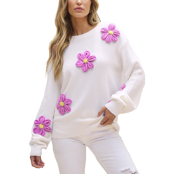 Women's Knitted Round Neck Pullover Sweater - Image 5