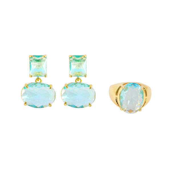 Crystal Geometric Earrings Elegant Copper Plated With Real Gold - Image 4