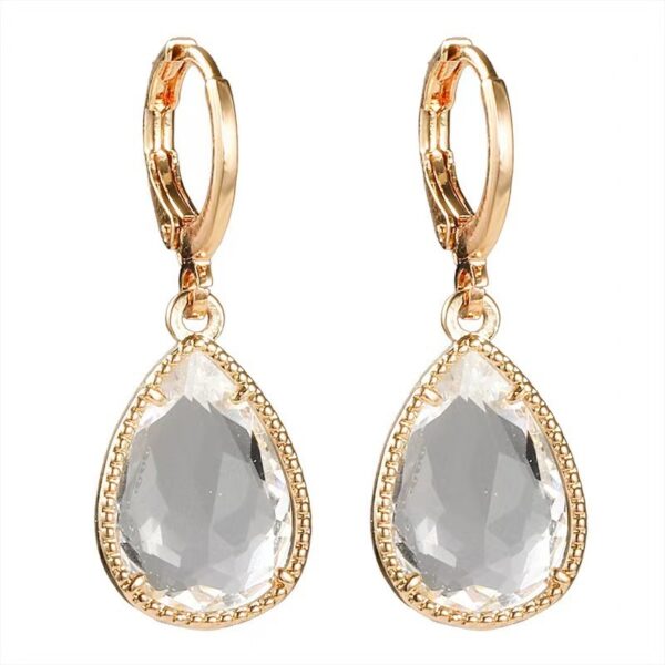 Glass Water Drop Copper Colorful Rare Earth Earrings - Image 5