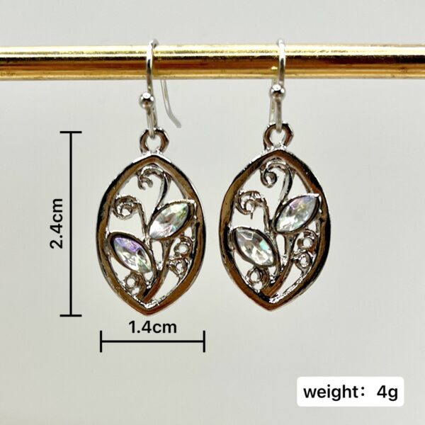 Europe And America Creative Leaves Embedded Colorful Moonstone Earrings Women - Image 5