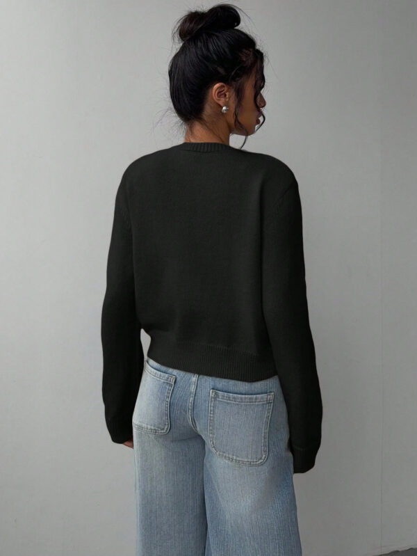 Chic Long Sleeved Knitted Cardigan Fashion Slim Solid Color Short Sweater For Women Clothing - Image 6