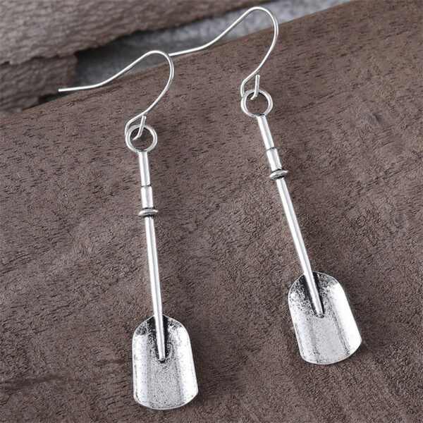 Retro Personalized Shovel Long Earrings Creative Ethnic Style Ancient Silver Alloy - Image 2