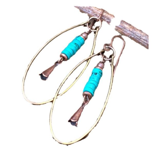 Bohemian Vintage Turquoise Beaded Pendant Jewelry Women's Earrings - Image 5