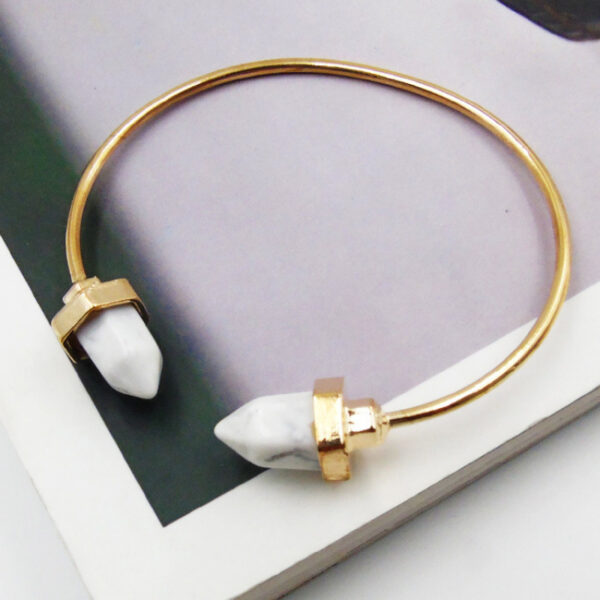 Fashion Simple Bullet Marbling Turquoise Open-ended Bracelet - Image 3