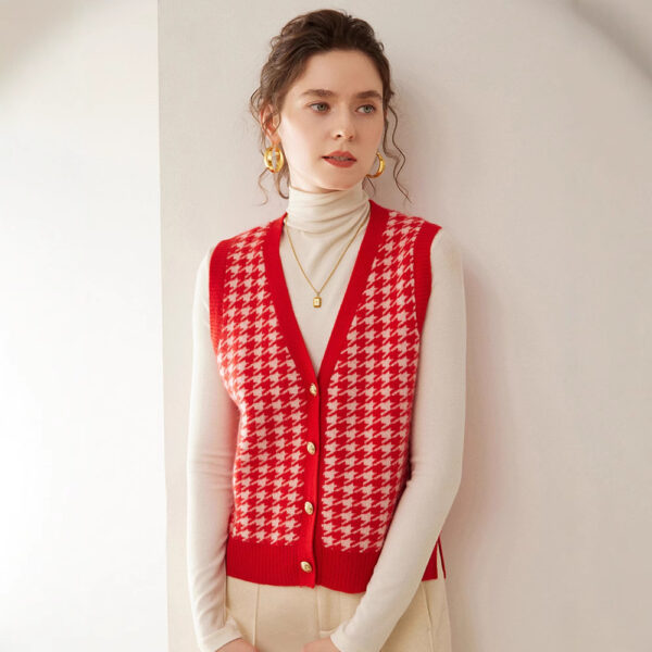 Cashmere Knitted Cardigan Sleeveless Vest Coat - Image 9