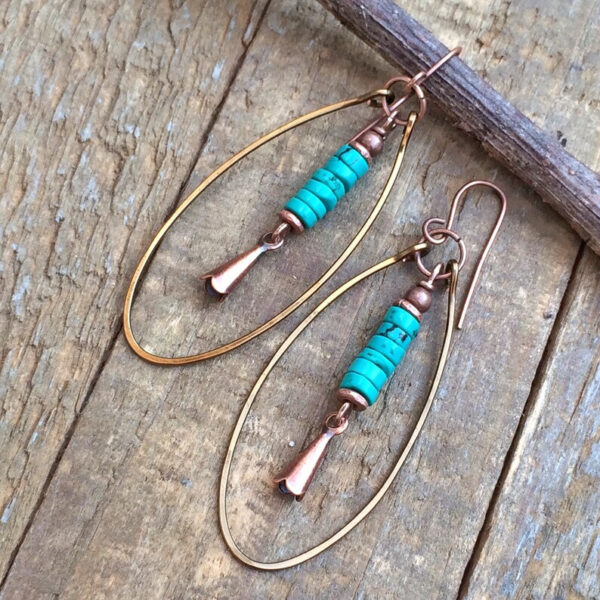 Bohemian Vintage Turquoise Beaded Pendant Jewelry Women's Earrings - Image 3