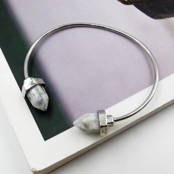 Fashion Simple Bullet Marbling Turquoise Open-ended Bracelet - Image 2