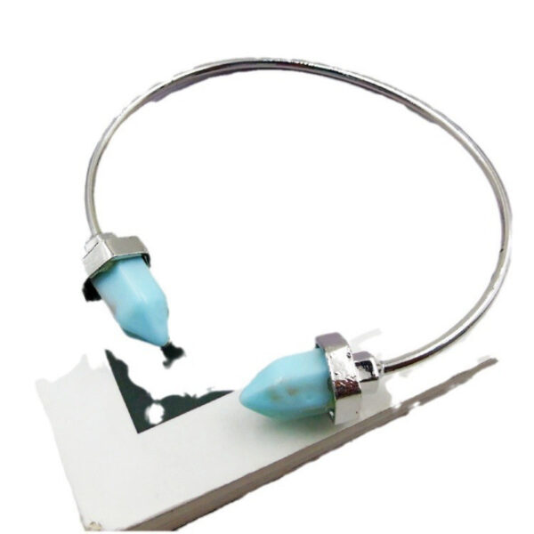 Fashion Simple Bullet Marbling Turquoise Open-ended Bracelet - Image 5