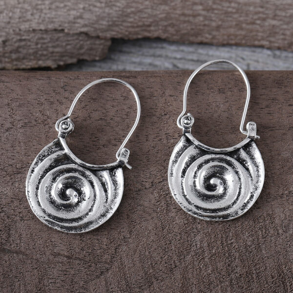 Simple Geometric Gypsy Curved Metal Earrings - Image 2