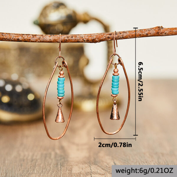 Bohemian Vintage Turquoise Beaded Pendant Jewelry Women's Earrings - Image 2