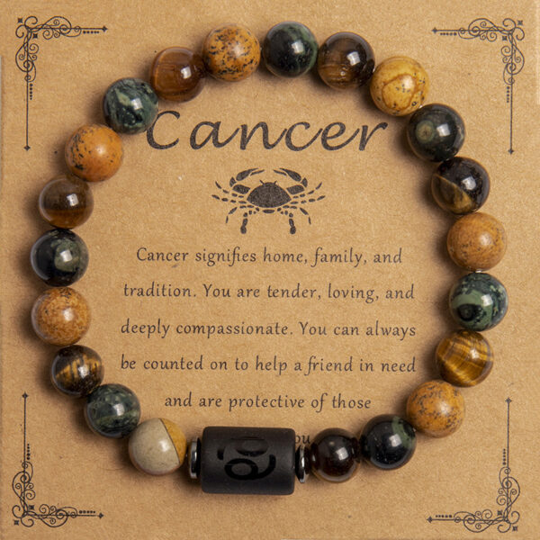 European And American New Natural Picture Tigereye Twelve Constellation Beaded Bracelet - Image 5