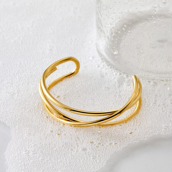 Metal Line Open-ended Bracelet Stainless Steel Irregular - Image 3