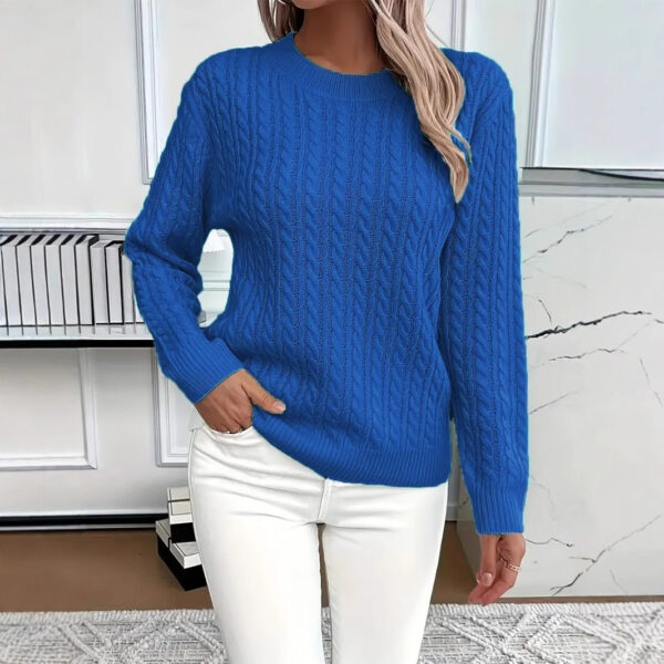 Versatile Fashion Classic Twist Round Neck Sweater - Image 2