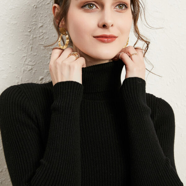 Women's Turtleneck Sweater Slim-fit Lapel Thickening Knitted Bottoming Shirt - Image 3