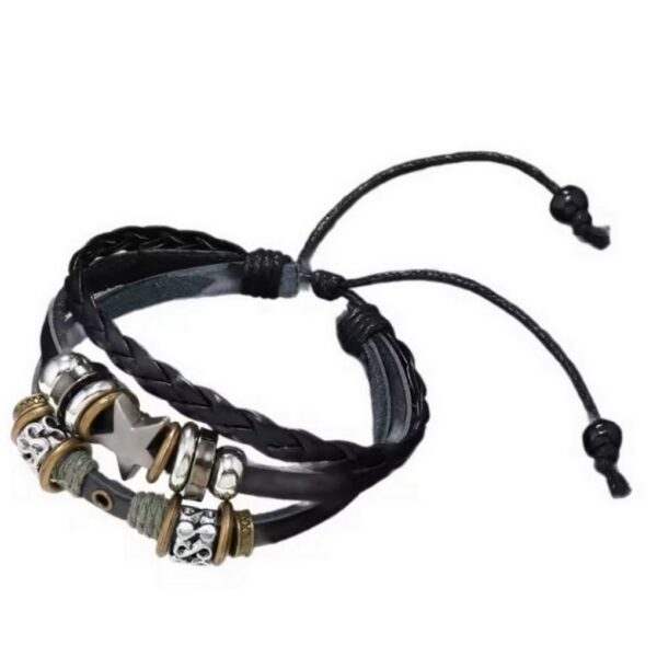 Personalized Beaded Five-pointed Star Leather Bracelet Trendy Simple - Image 4