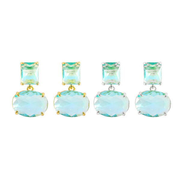 Crystal Geometric Earrings Elegant Copper Plated With Real Gold - Image 2
