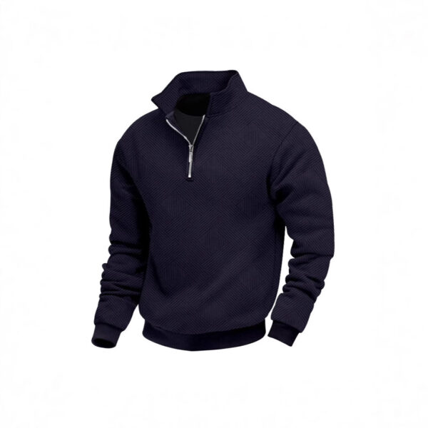 Men's Long Sleeve Lapel Zipper Loose-fitting Casual Pullover - Image 6