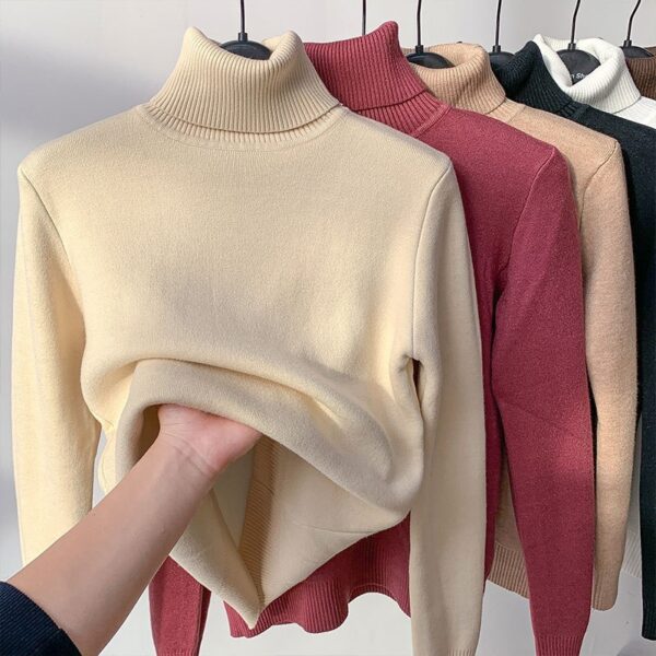 Turtle Neck Winter Sweater Women Elegant Thick Warm Female Knitted Pullover Loose Basic Knitwear - Image 4