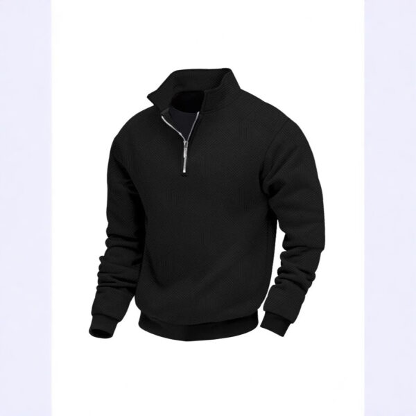 Men's Long Sleeve Lapel Zipper Loose-fitting Casual Pullover - Image 4