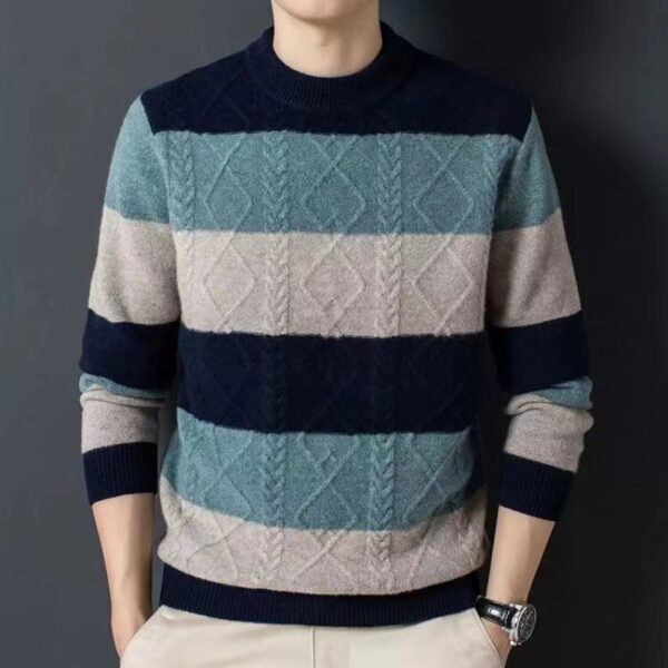 Autumn And Winter Pure Color Youth Business Casual Loose Round Neck Cashmere Knitted Bottoming Shirt - Image 5