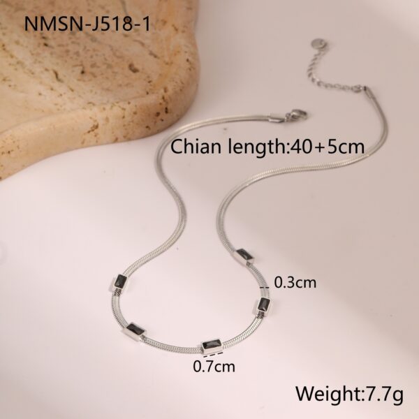 RETRO Geometric Square Zircon Necklace Stainless Steel Necklace Chain Like Flat Snake - Image 9