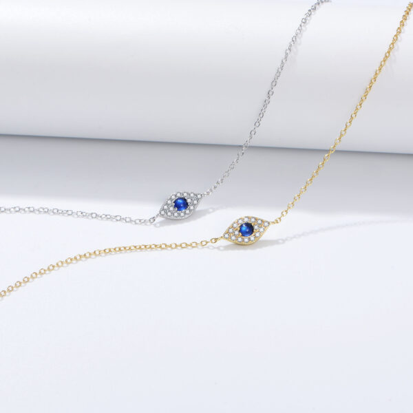 Devil's Eye Micro Inlaid Zircon Sterling Silver Bracelet - Image 2