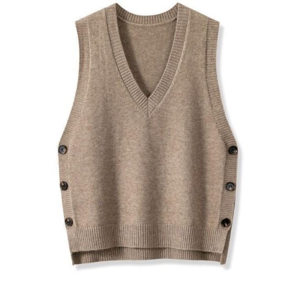 European And American Retro V-neck Knitted Vest Women's Spring Autumn Outerwear - Image 8