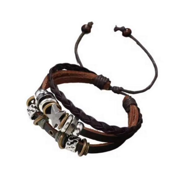 Personalized Beaded Five-pointed Star Leather Bracelet Trendy Simple - Image 3
