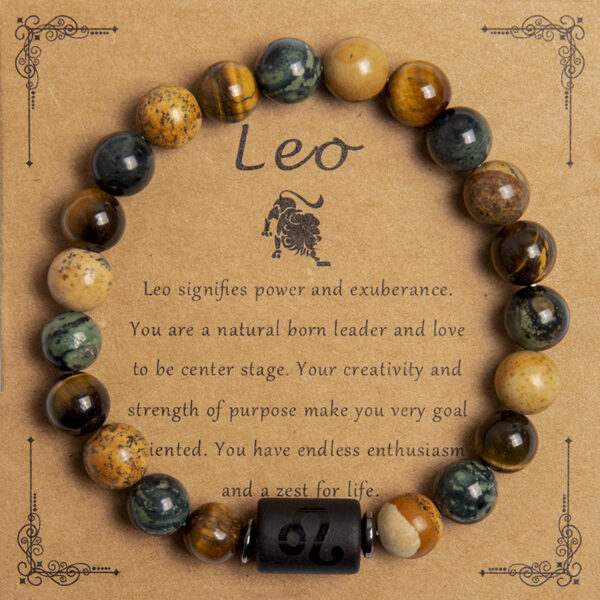 European And American New Natural Picture Tigereye Twelve Constellation Beaded Bracelet - Image 6