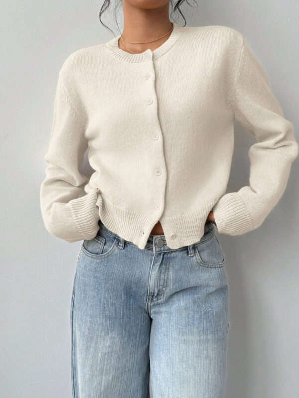 Chic Long Sleeved Knitted Cardigan Fashion Slim Solid Color Short Sweater For Women Clothing - Image 7