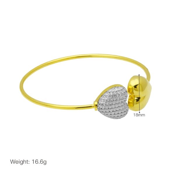 Stone Peach Heart Copper Plating 18K Gold Hollow Bracelet - Image 2