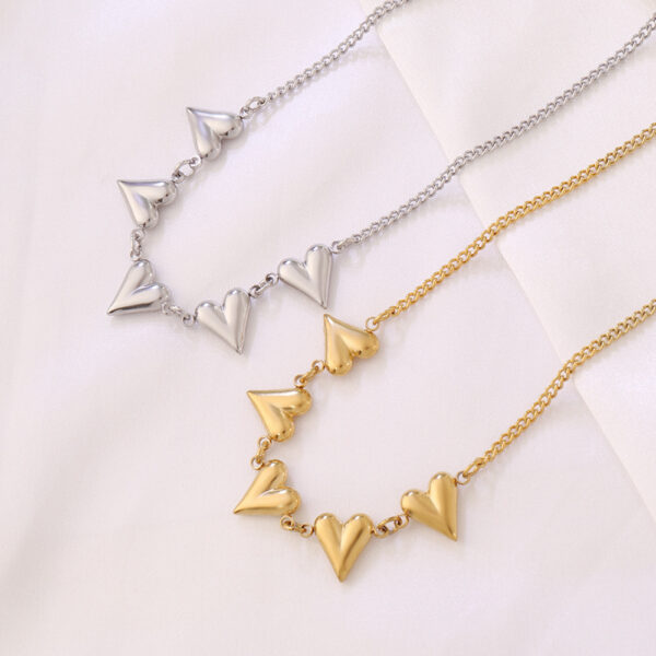 Simple Design Stainless Steel Heart Pendant Necklace - Image 6