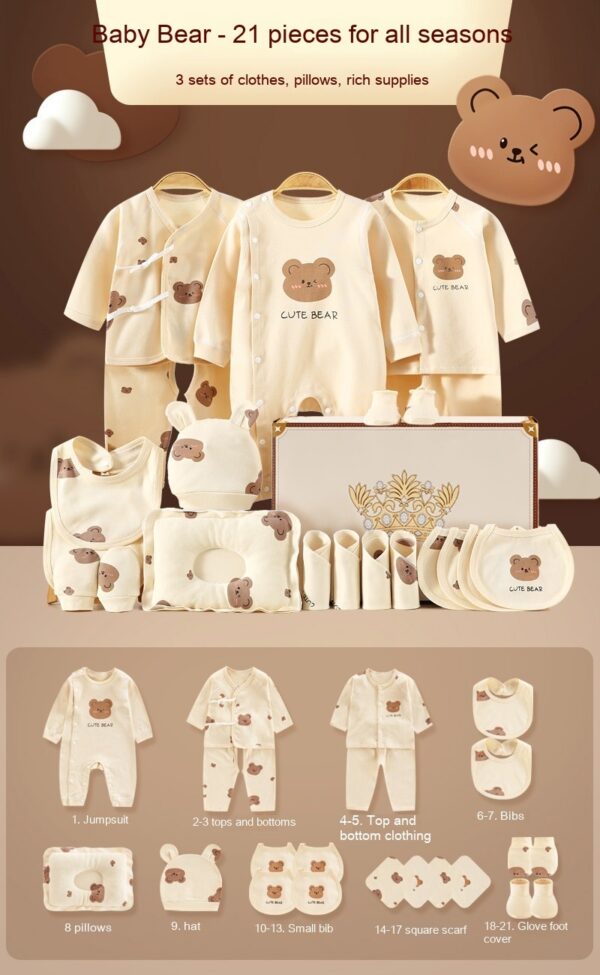 New Born Baby Baby Pure Cotton Clothes Gift Set Full Moon Meeting Gift - Image 9