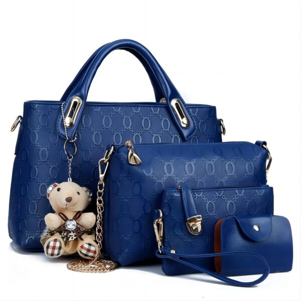 Women 4Pcs Top Handle Satchel Hobo PU Leather Handbag Set Large Tote Purse  Shoulder Bag  Card Holder - Image 2