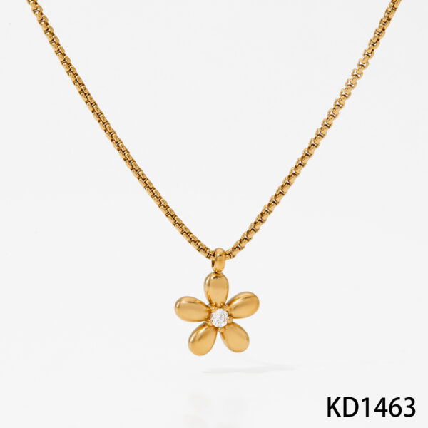 New Stainless Steel Flower Bracelet Necklace And Earring Suit Simple Fashion - Image 5