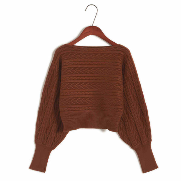 Women's Loose Off Shoulder Sweater Batwing Shirt Short Sweater - Image 3