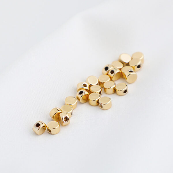 14K Gilded Glossy Round Cake Spacer Beads - Image 2