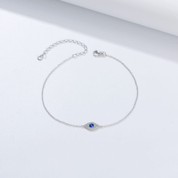Devil's Eye Micro Inlaid Zircon Sterling Silver Bracelet - Image 5