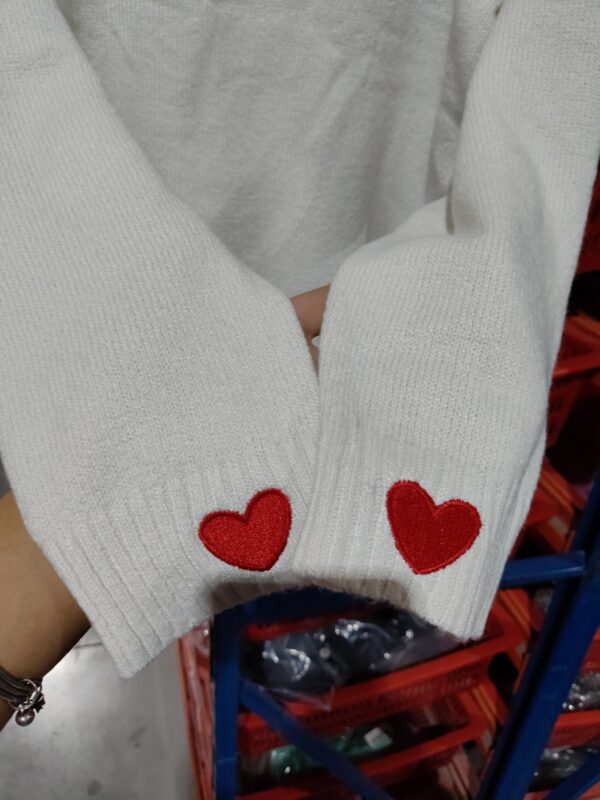 Love Embroidered Crew Neck Sweater Pullover Sweater - Image 9