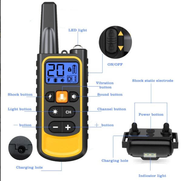 ElDog Pet Training Collar Rechargeable Waterproof Electric Shock Anti Bark R800m - Image 7