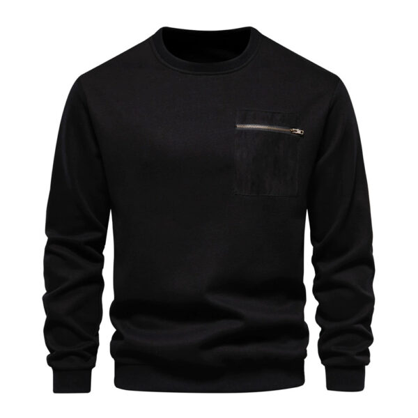 Contrast Color Pocket Pullover Long Sleeve Men's Spring Bottoming - Image 5