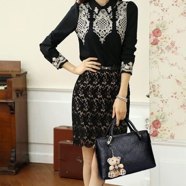 Women 4Pcs Top Handle Satchel Hobo PU Leather Handbag Set Large Tote Purse  Shoulder Bag  Card Holder - Image 8