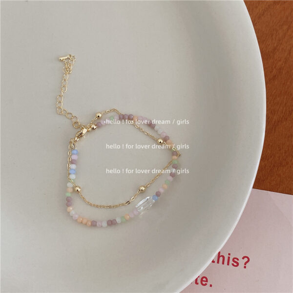 New Color Crystal String Beads Double Layer Twin Bracelet - Image 5