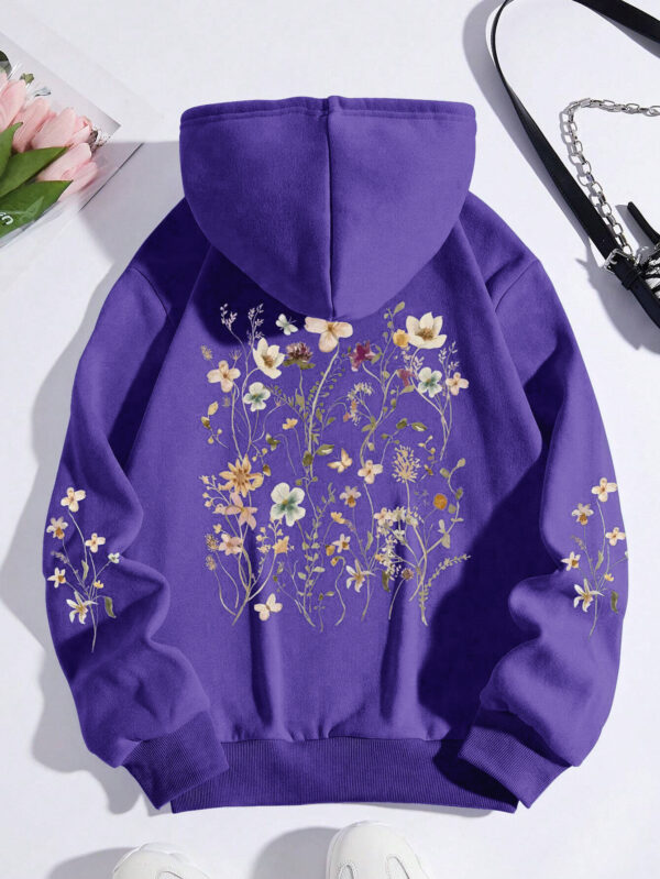 Women's Colorful Flower Print Sweatshirt Sweater - Image 5