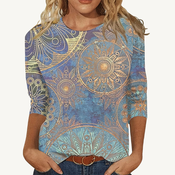 European And American Flower Plant Printed Round Neck Long Sleeve - Image 7