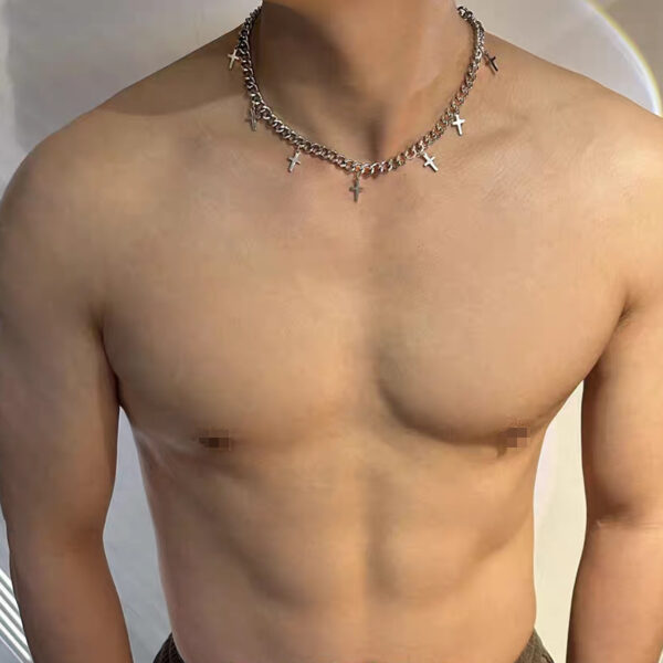 European And American Fashion Men's Fashionable Design Clavicle Chain Cold Style Simple Hip Hop Cross Necklace - Image 2