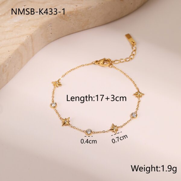 Ins Titanium Steel Bracelet 18K Gold Plating Zircon Star Pendant Exquisite - Image 9