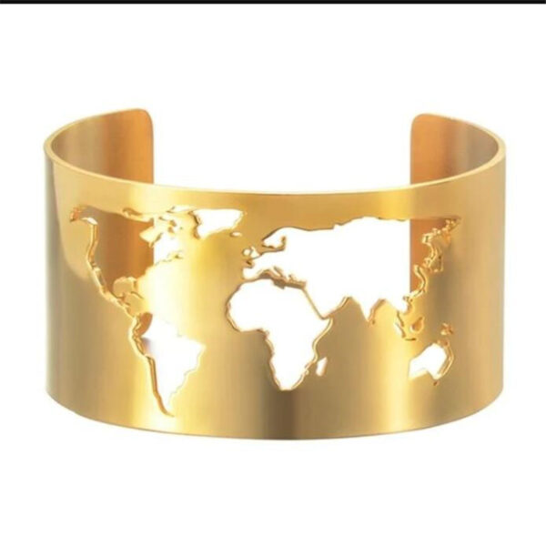 Female Creative Cutting Personality Fashion Hollowed-out World Map Open-ended Bracelet - Image 7